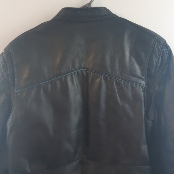 Men's Black Leather Coat - Valois Acton Vale QC - Rare Vintage - Picture 9 of 12